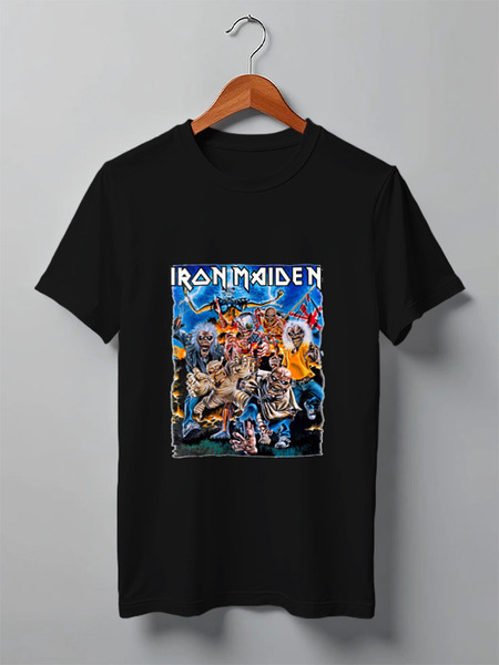 Заказать мужскую футболку в Москве. Футболка классическая Iron Maiden Band от Leichenwagen - готовые дизайны и нанесение принтов.