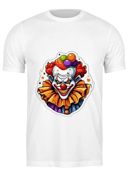 Заказать мужскую футболку в Москве. Футболка классическая Страшный клоун на Хэллоуин от datoxy@ukr.net - готовые дизайны и нанесение принтов.
