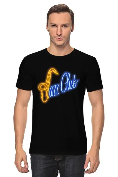 Заказать мужскую футболку в Москве. Футболка классическая Джаз Клуб (Jazz Club) от BeliySlon - готовые дизайны и нанесение принтов.