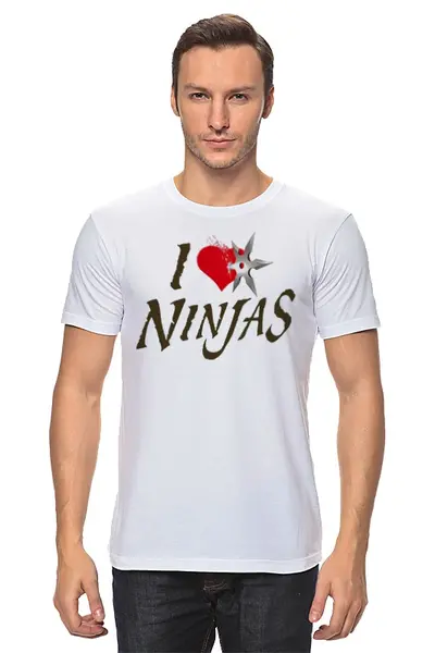 Заказать мужскую футболку в Москве. Футболка классическая I love ninjas от Leichenwagen - готовые дизайны и нанесение принтов.