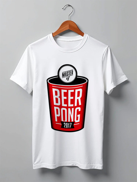Заказать мужскую футболку в Москве. Футболка классическая BEER PONG MASTER 2017 от Антон Кудрявцев - готовые дизайны и нанесение принтов.