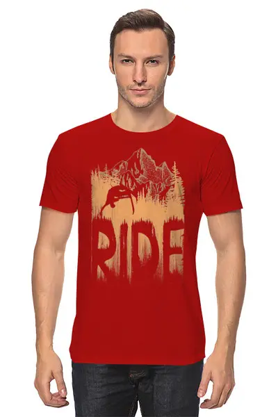 Заказать мужскую футболку в Москве. Футболка классическая Ski Ride от oneredfoxstore@gmail.com - готовые дизайны и нанесение принтов.