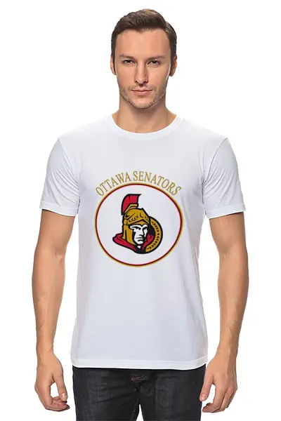 Заказать мужскую футболку в Москве. Футболка классическая Ottawa Senators от kspsshop - готовые дизайны и нанесение принтов.