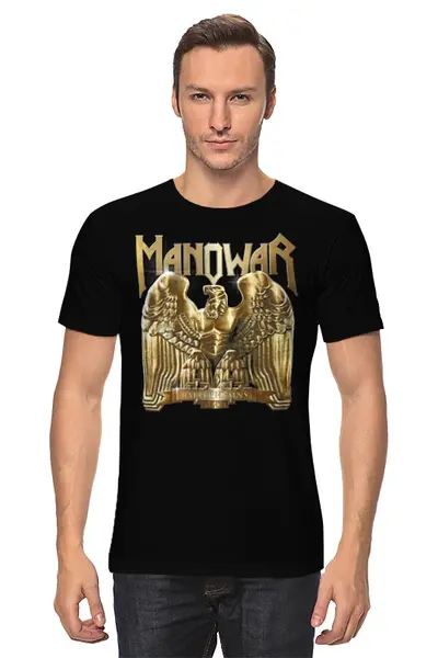 Заказать мужскую футболку в Москве. Футболка классическая Manowar Band от Leichenwagen - готовые дизайны и нанесение принтов.
