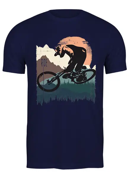 Заказать мужскую футболку в Москве. Футболка классическая Mountain Bike от oneredfoxstore@gmail.com - готовые дизайны и нанесение принтов.