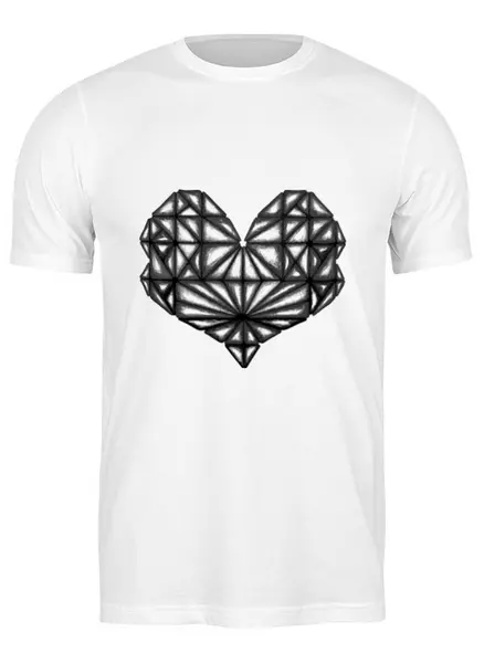 Заказать мужскую футболку в Москве. Футболка классическая Сердце геометрическое оттенки серого от Анна - готовые дизайны и нанесение принтов.