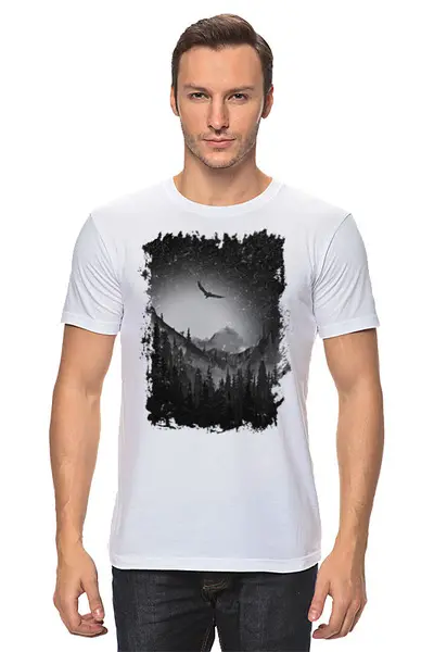 Заказать мужскую футболку в Москве. Футболка классическая Night Forest Enduro от oneredfoxstore@gmail.com - готовые дизайны и нанесение принтов.