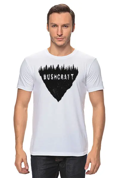 Заказать мужскую футболку в Москве. Футболка классическая Bushcraft от oneredfoxstore@gmail.com - готовые дизайны и нанесение принтов.
