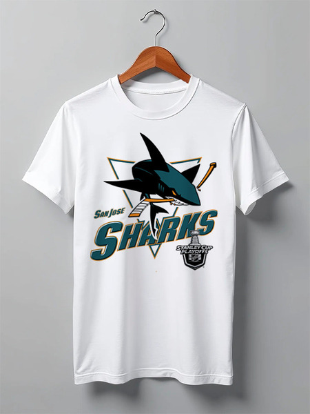 Заказать мужскую футболку в Москве. Футболка классическая San Jose Sharks от KutvinoV.com  - готовые дизайны и нанесение принтов.