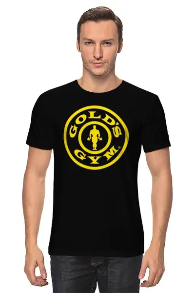 Заказать мужскую футболку в Москве. Футболка классическая Gold's Gym / бодибилдинг от KinoArt - готовые дизайны и нанесение принтов.