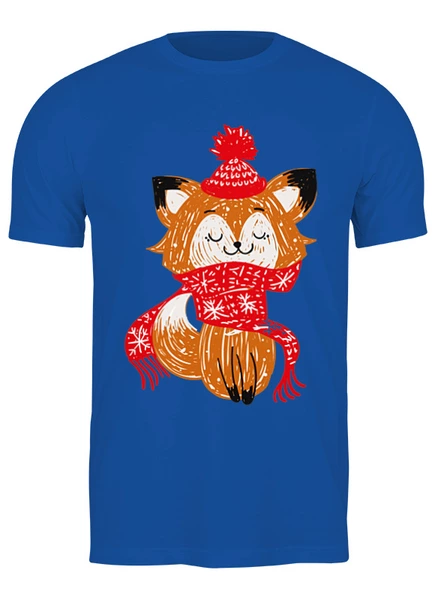 Заказать мужскую футболку в Москве. Футболка классическая Зимняя лисичка от skynatural - готовые дизайны и нанесение принтов.