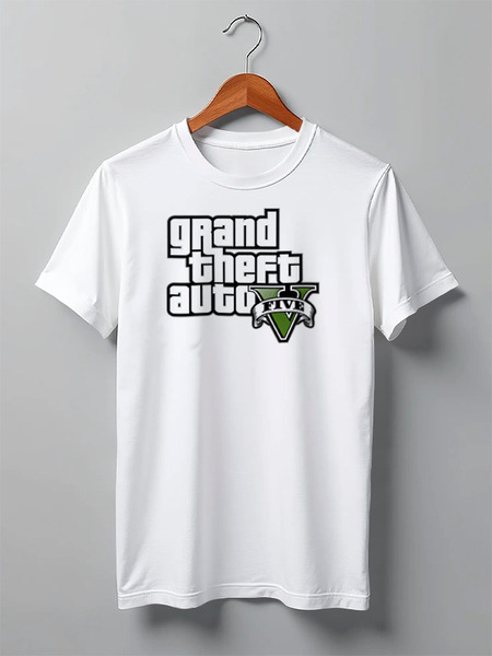 Заказать мужскую футболку в Москве. Футболка классическая Grand Theft Auto 5 от VashAdmin - готовые дизайны и нанесение принтов.