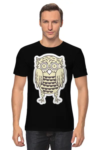 Заказать мужскую футболку в Москве. Футболка классическая Owl Here от oneredfoxstore@gmail.com - готовые дизайны и нанесение принтов.