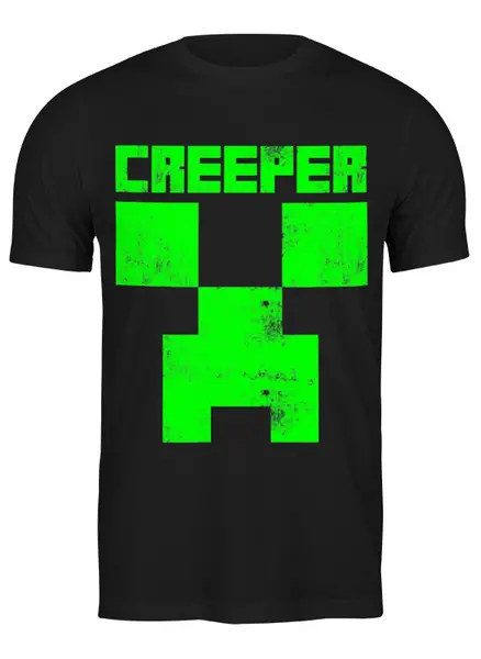 Заказать мужскую футболку в Москве. Футболка классическая MINECRAFT CREEPER от vista12761@rambler.ru - готовые дизайны и нанесение принтов.