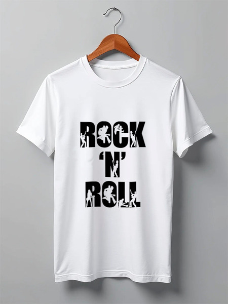 Заказать мужскую футболку в Москве. Футболка классическая rock n roll от Маша Антюфеева - готовые дизайны и нанесение принтов.