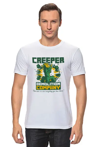 Заказать мужскую футболку в Москве. Футболка классическая Крипер. Майнкрафт от geekbox - готовые дизайны и нанесение принтов.