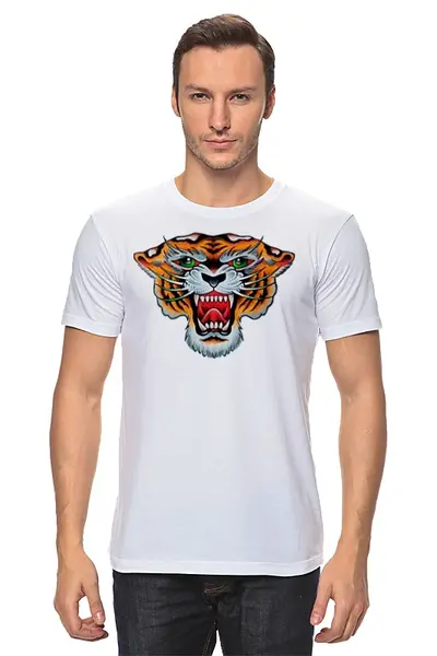 Заказать мужскую футболку в Москве. Футболка классическая Tiger Old School от shap - готовые дизайны и нанесение принтов.