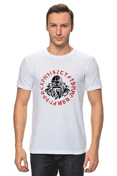 Заказать мужскую футболку в Москве. Футболка классическая Вальхалла от shop-viking - готовые дизайны и нанесение принтов.