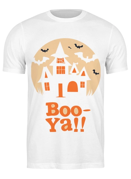 Заказать мужскую футболку в Москве. Футболка классическая Бу-я! Особняк с привидениями на День Хэллоуина от datoxy@ukr.net - готовые дизайны и нанесение принтов.