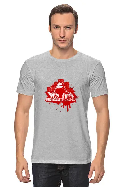 Заказать мужскую футболку в Москве. Футболка классическая UNDERGROUND от T-shirt print  - готовые дизайны и нанесение принтов.