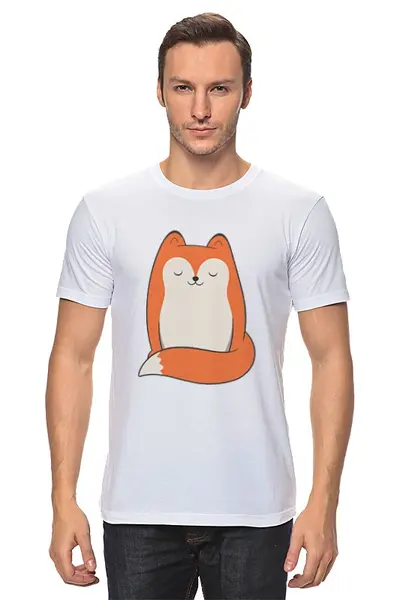Заказать мужскую футболку в Москве. Футболка классическая Лисичка (Fox) от coolmag - готовые дизайны и нанесение принтов.
