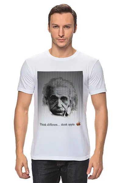Заказать мужскую футболку в Москве. Футболка классическая Эйнштейн от aleksunybonii - готовые дизайны и нанесение принтов.