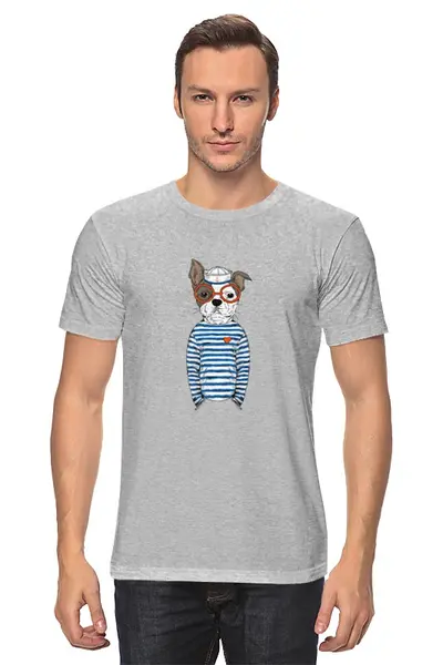 Заказать мужскую футболку в Москве. Футболка классическая Бульдожка морячек от sashadasha - готовые дизайны и нанесение принтов.