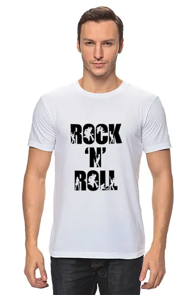 Заказать мужскую футболку в Москве. Футболка классическая rock n roll от Маша Антюфеева - готовые дизайны и нанесение принтов.