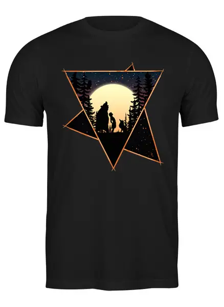 Заказать мужскую футболку в Москве. Футболка классическая Moon Friends от oneredfoxstore@gmail.com - готовые дизайны и нанесение принтов.