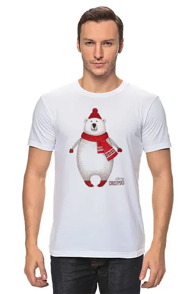 Заказать мужскую футболку в Москве. Футболка классическая Новогодняя от T-shirt print  - готовые дизайны и нанесение принтов.