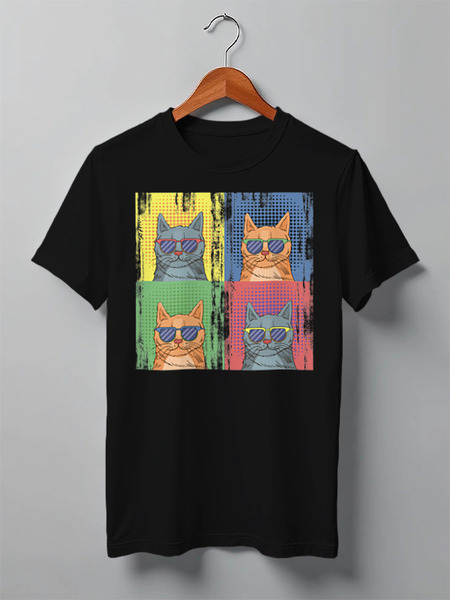 Заказать мужскую футболку в Москве. Футболка классическая Cats Here от oneredfoxstore@gmail.com - готовые дизайны и нанесение принтов.
