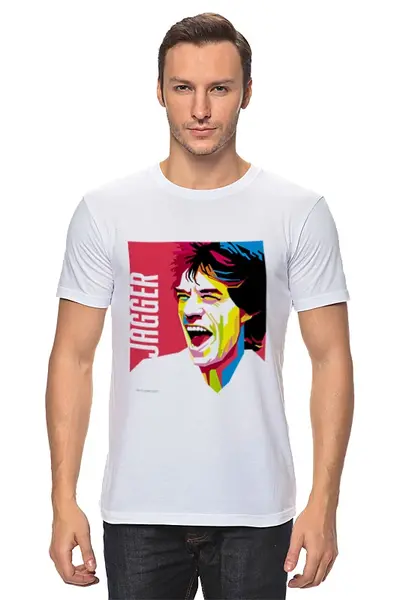 Заказать мужскую футболку в Москве. Футболка классическая Mick Jagger (The Rolling Stones) от Fedor - готовые дизайны и нанесение принтов.
