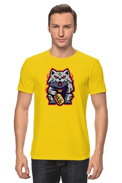 Заказать мужскую футболку в Москве. Футболка классическая Котик от T-shirt print  - готовые дизайны и нанесение принтов.