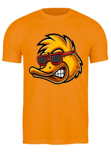 Заказать мужскую футболку в Москве. Футболка классическая Утка в очках от T-shirt print  - готовые дизайны и нанесение принтов.