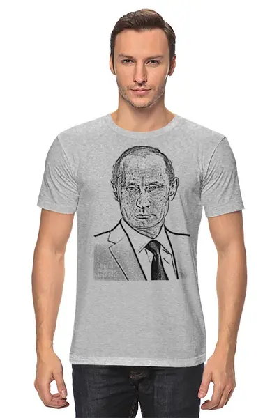 Заказать мужскую футболку в Москве. Футболка классическая Владимир Путин от Vinli.shop  - готовые дизайны и нанесение принтов.