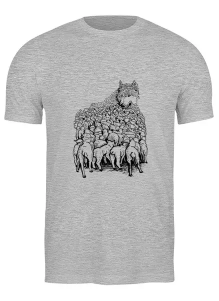 Заказать мужскую футболку в Москве. Футболка классическая Волк в овечьей шкуре от printik - готовые дизайны и нанесение принтов.