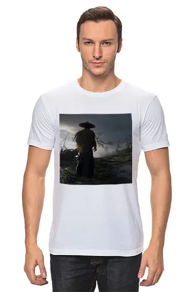 Заказать мужскую футболку в Москве. Футболка классическая Ghost of Tsushima от GeekFox  - готовые дизайны и нанесение принтов.