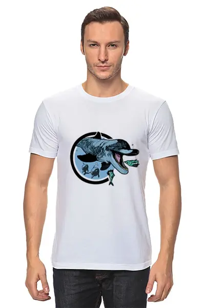 Заказать мужскую футболку в Москве. Футболка классическая Дельфин от YellowCloverShop - готовые дизайны и нанесение принтов.
