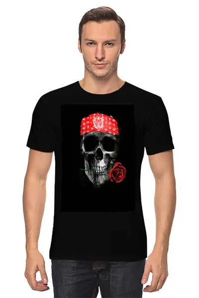 Заказать мужскую футболку в Москве. Футболка классическая Череп и роза от THE_NISE  - готовые дизайны и нанесение принтов.