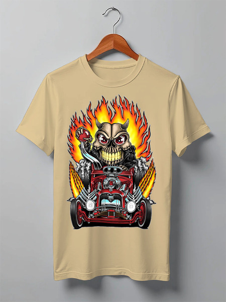 Заказать мужскую футболку в Москве. Футболка классическая Hot Rod Skull от balden - готовые дизайны и нанесение принтов.