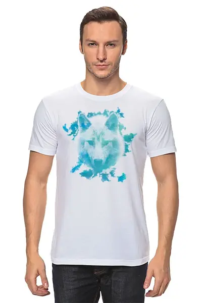 Заказать мужскую футболку в Москве. Футболка классическая Белый Волк от printik - готовые дизайны и нанесение принтов.