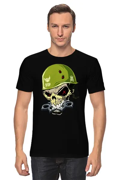 Заказать мужскую футболку в Москве. Футболка классическая Military Skull от Leichenwagen - готовые дизайны и нанесение принтов.
