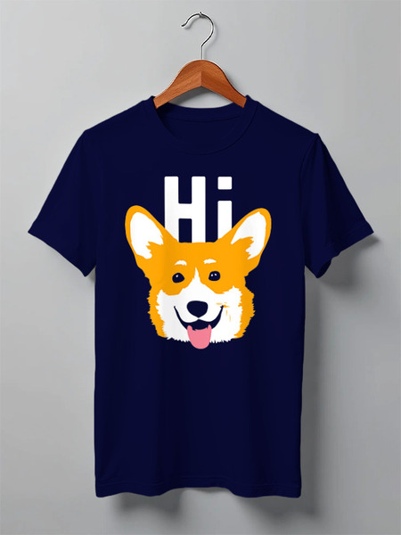 Заказать мужскую футболку в Москве. Футболка классическая ☂ Hi Corgi ☂ от balden - готовые дизайны и нанесение принтов.