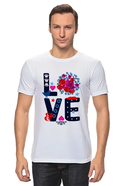 Заказать мужскую футболку в Москве. Футболка классическая  Любовь от Ирина - готовые дизайны и нанесение принтов.