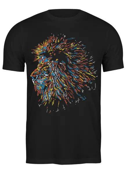Заказать мужскую футболку в Москве. Футболка классическая Разноцветный лев от printeriumstore@gmail.com - готовые дизайны и нанесение принтов.