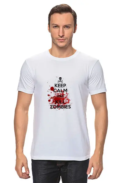 Заказать мужскую футболку в Москве. Футболка классическая Убивай зомби от Nos  - готовые дизайны и нанесение принтов.