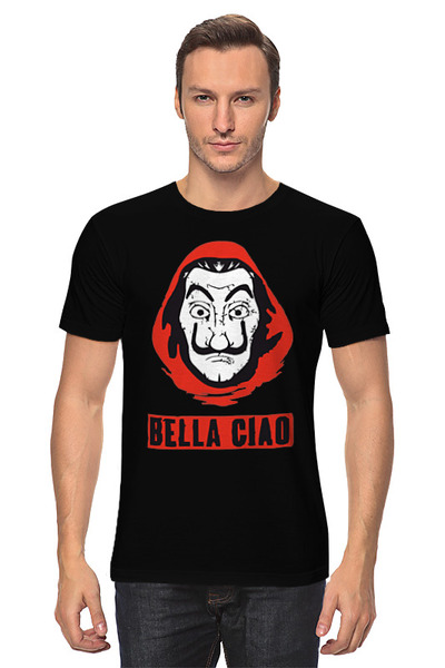 Заказать мужскую футболку в Москве. Футболка классическая Bella ciao от skynatural - готовые дизайны и нанесение принтов.