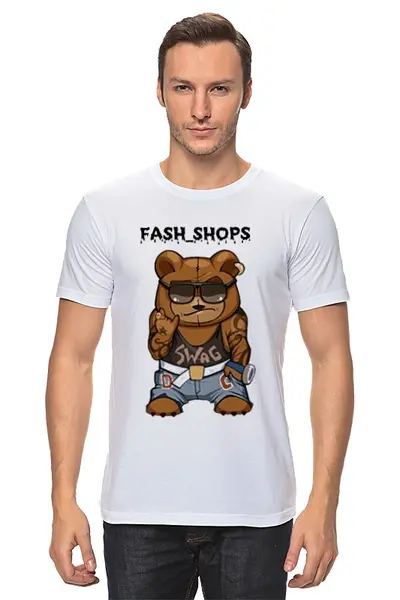 Заказать мужскую футболку в Москве. Футболка классическая Fash_Shops SWAG от Sergio Happy - готовые дизайны и нанесение принтов.