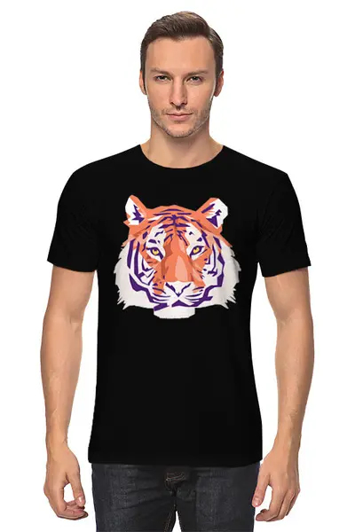 Заказать мужскую футболку в Москве. Футболка классическая крадущийся тигр  от cherdantcev - готовые дизайны и нанесение принтов.