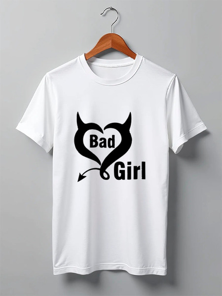 Заказать мужскую футболку в Москве. Футболка классическая Bad girl (Плохая девченка) от Easy-store - готовые дизайны и нанесение принтов.